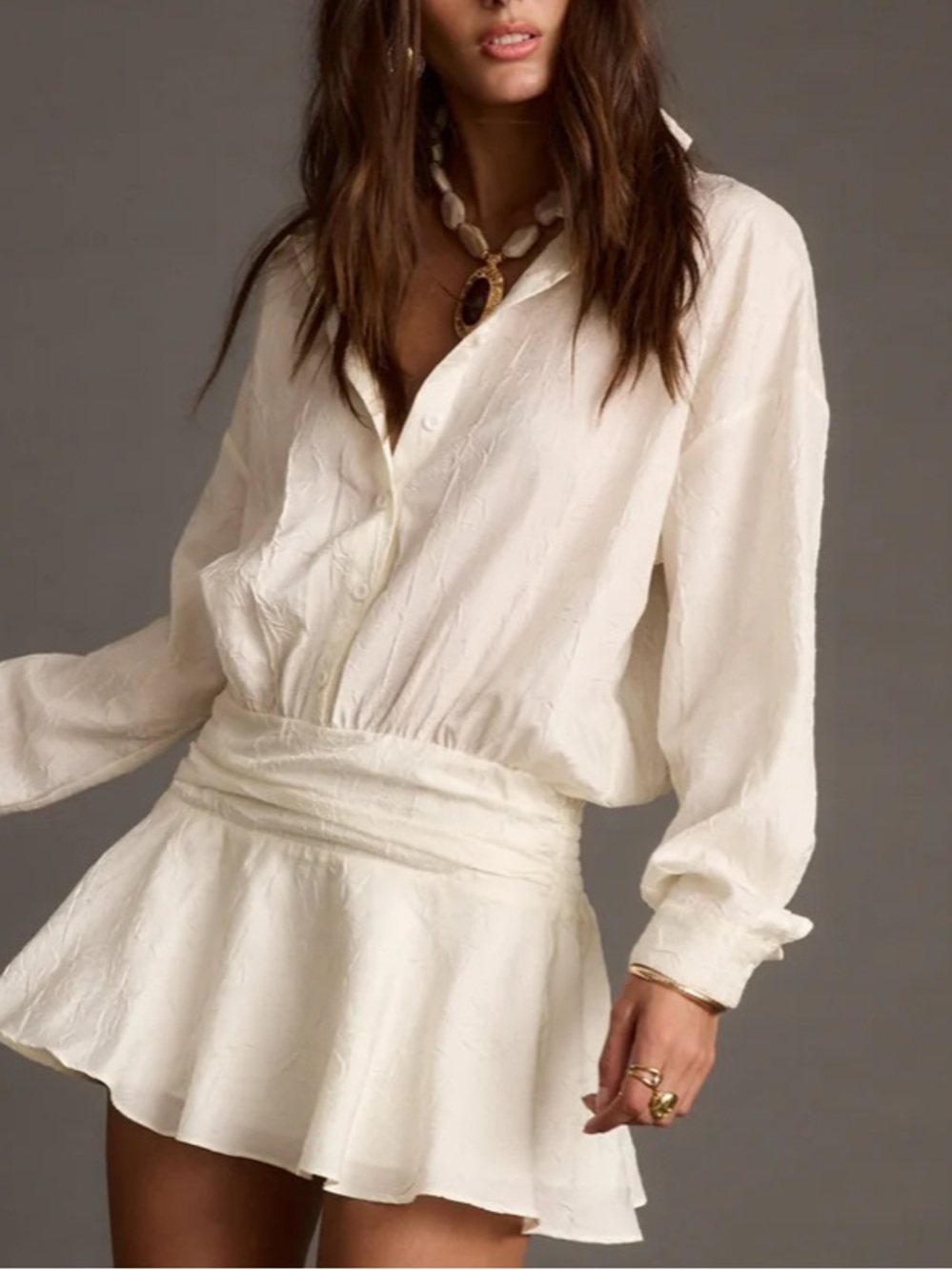 NWT 12th Tribe Lennox Ivory Drop Waist Micro Mini Dress Size Small